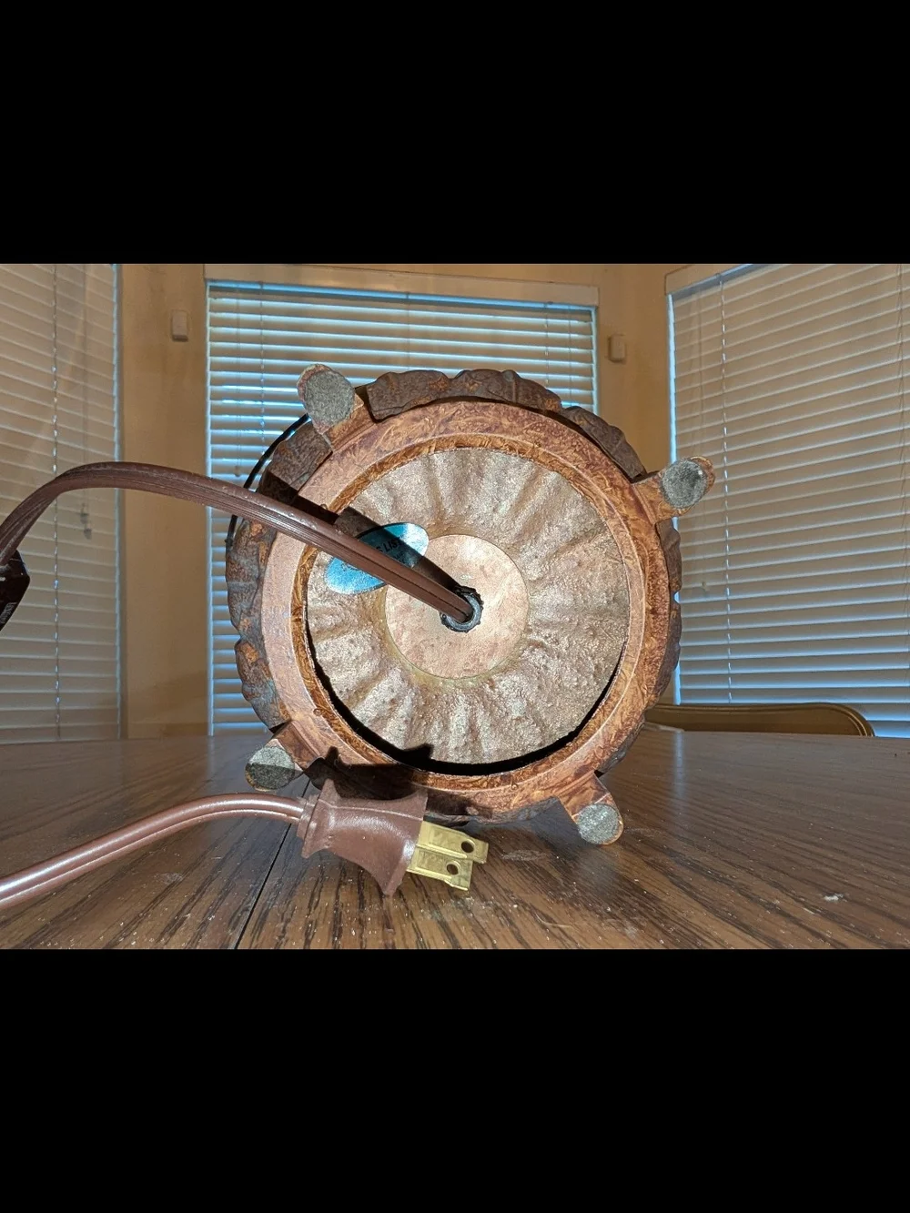 Vintage-Style Brown Table Lamp with Amber Bulb Accents